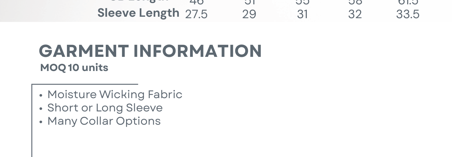 Sublimated Sports Tee Garment Information